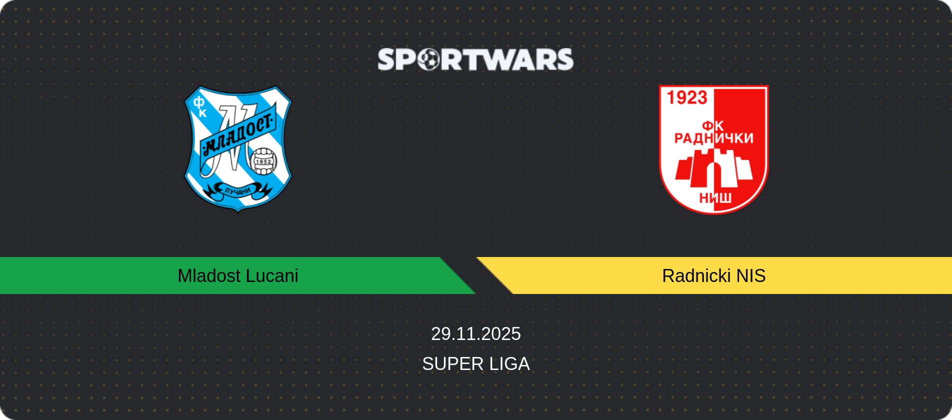 Match prediction Mladost Lucani — Radnicki NIS, Super Liga, 29.11.2025