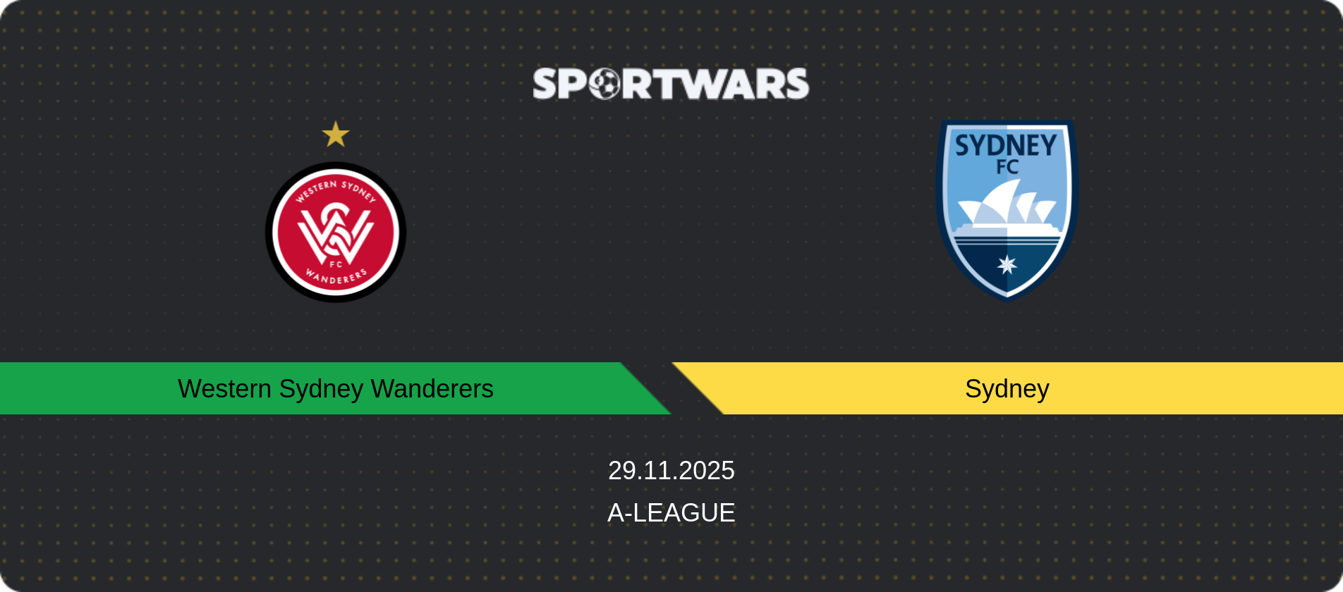 Match prediction Western Sydney Wanderers — Sydney, A-League, 29.11.2025