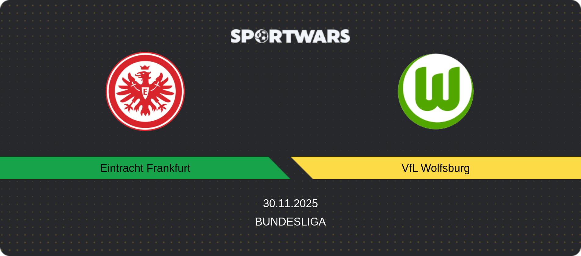 Match prediction Eintracht Frankfurt — VfL Wolfsburg, Bundesliga, 30.11.2025