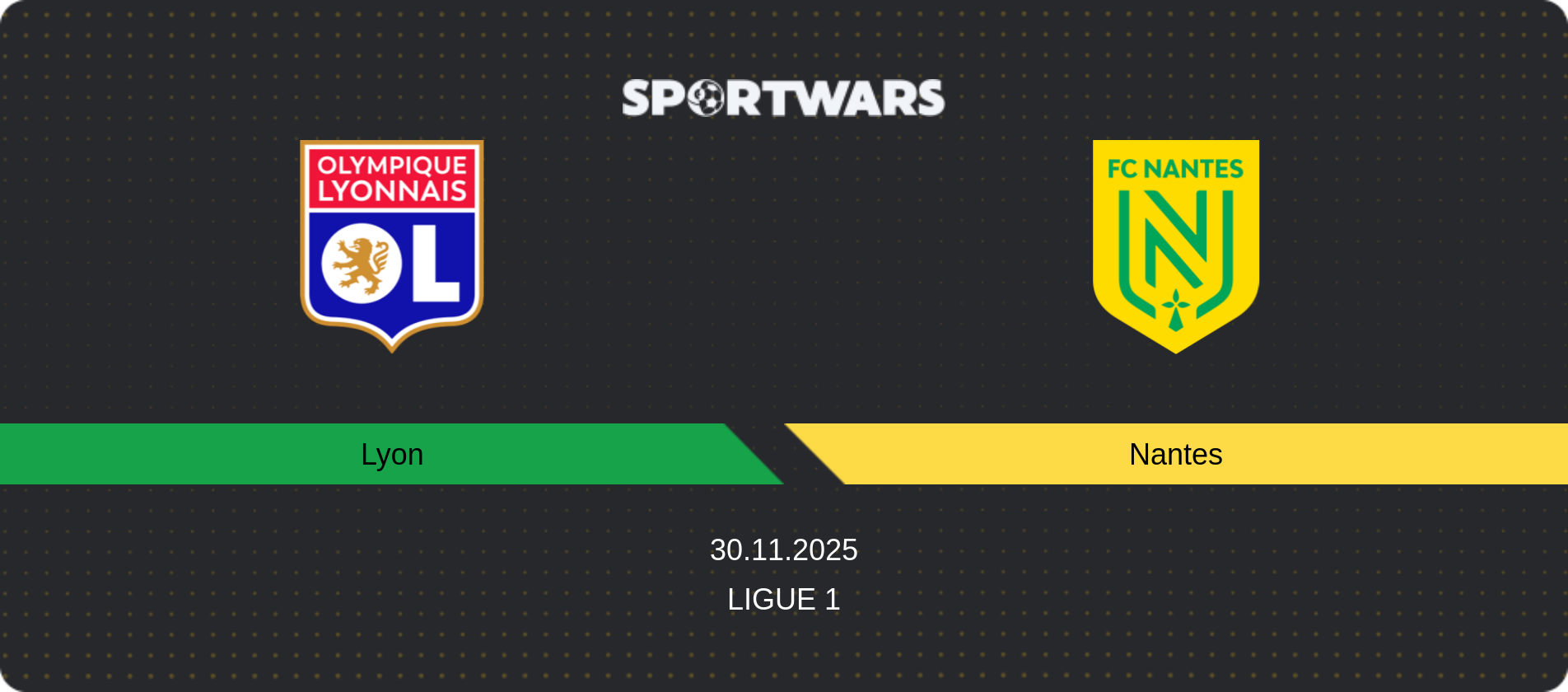 Match prediction Lyon — Nantes, Ligue 1, 30.11.2025