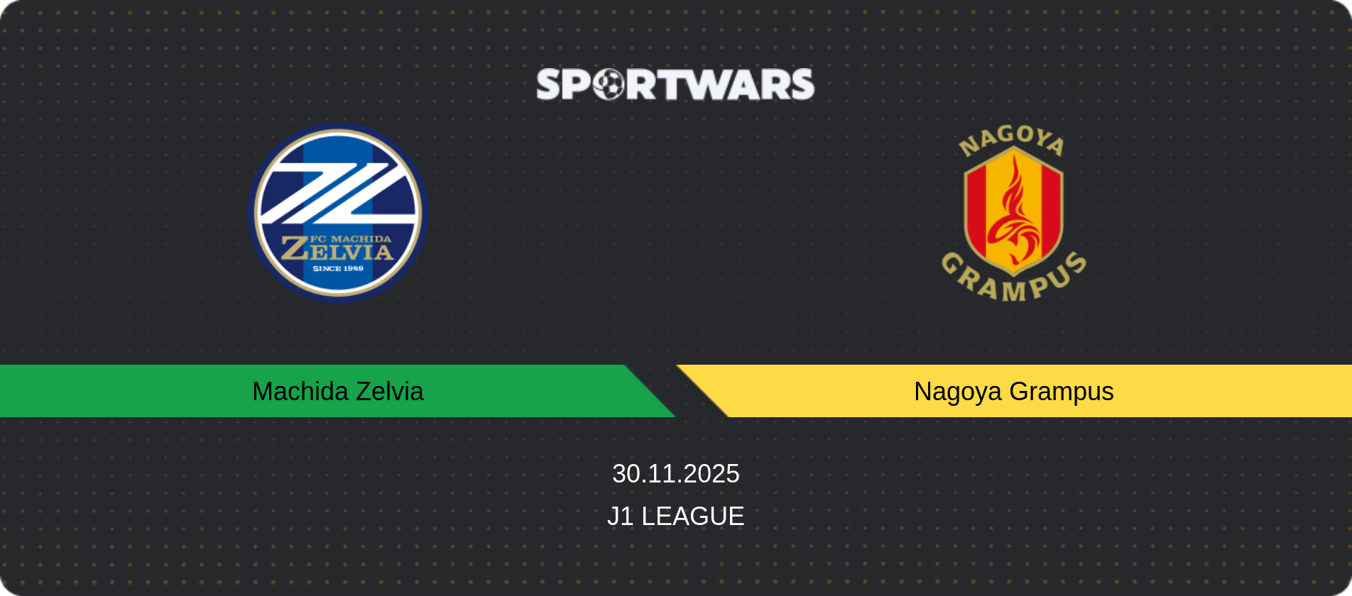 Match prediction Machida Zelvia — Nagoya Grampus, J1 League, 30.11.2025