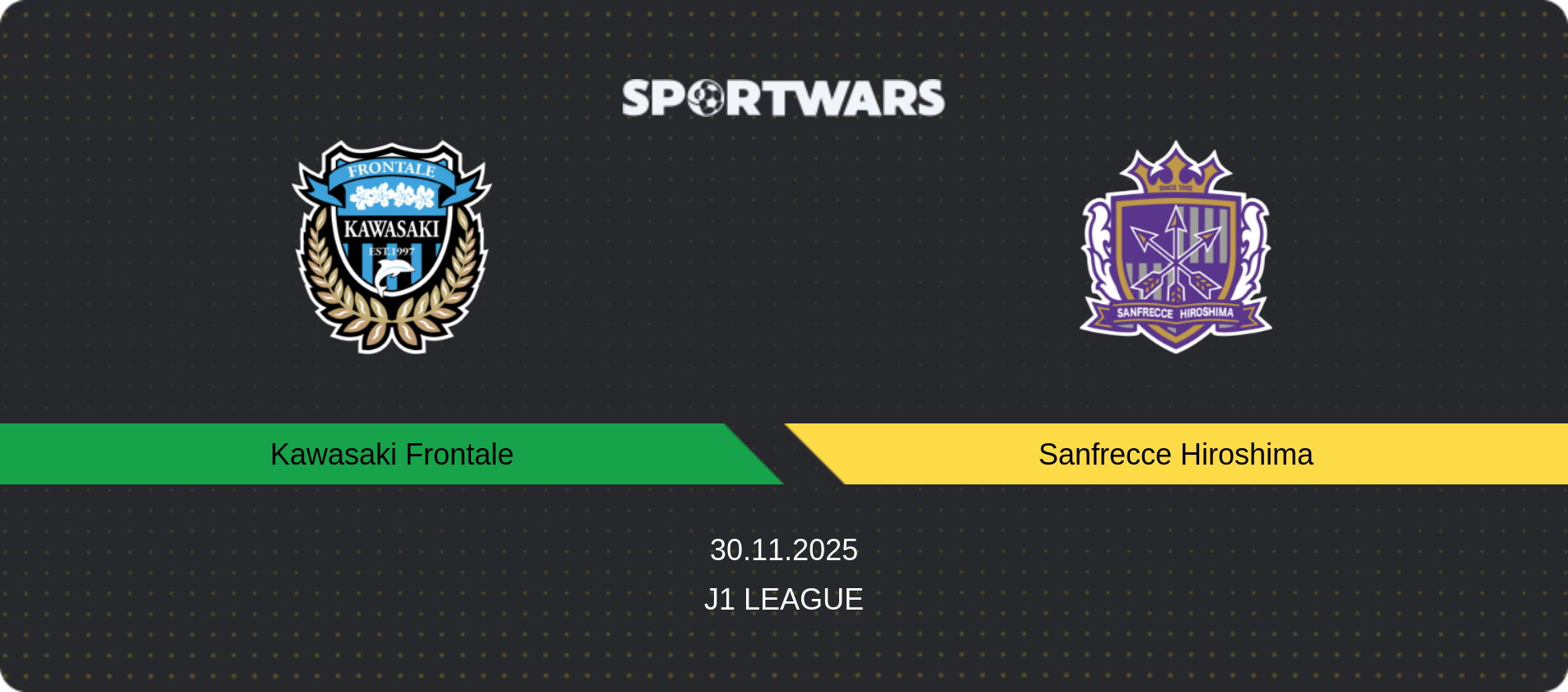 Match prediction Kawasaki Frontale — Sanfrecce Hiroshima, J1 League, 30.11.2025