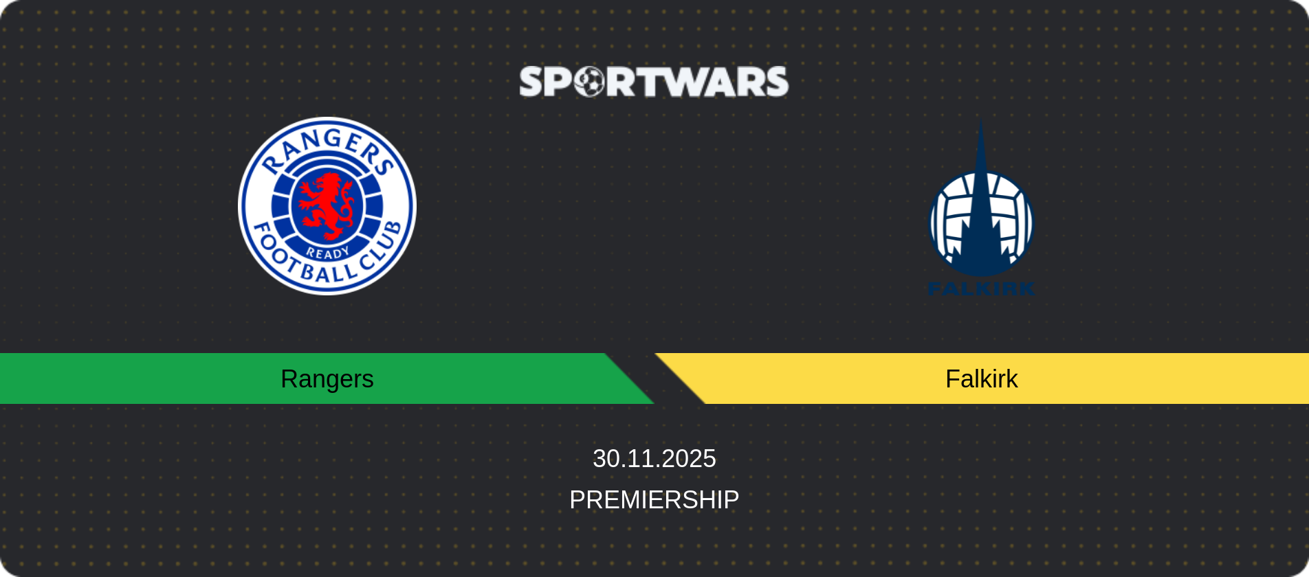 Match prediction Rangers — Falkirk, Premiership, 30.11.2025