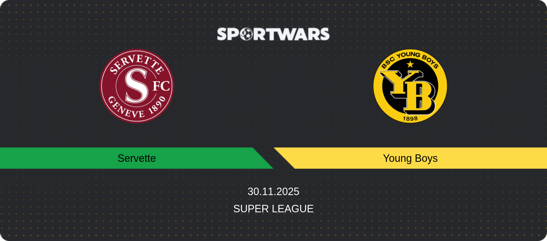 Match prediction Servette — Young Boys, Super League, 30.11.2025