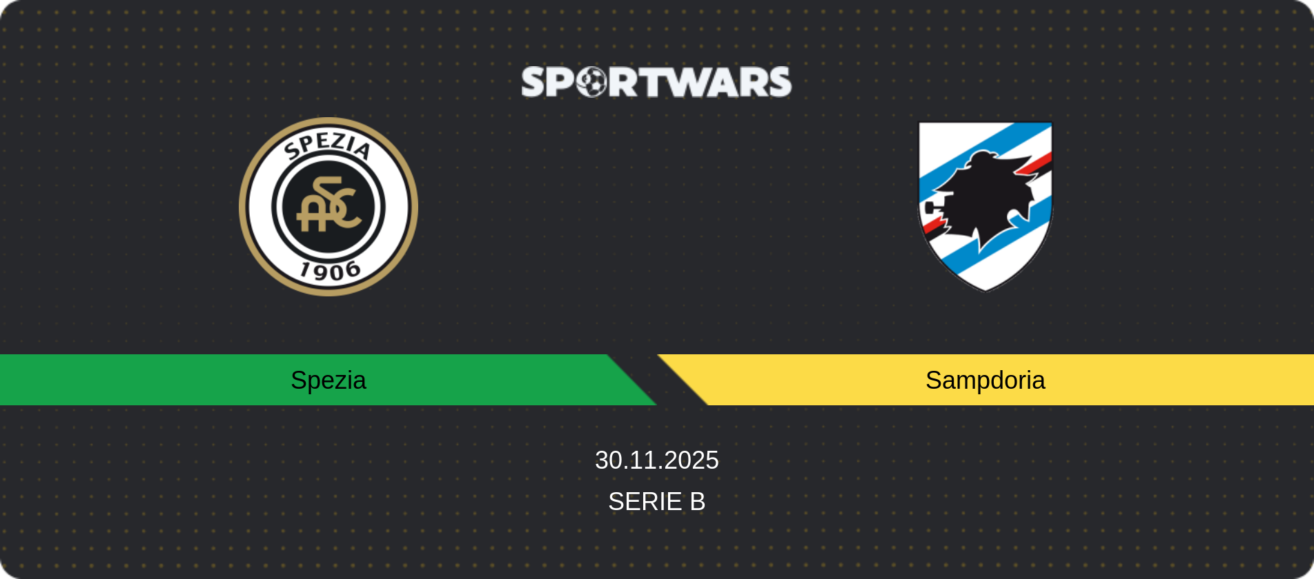 Match prediction Spezia — Sampdoria, Serie B, 30.11.2025