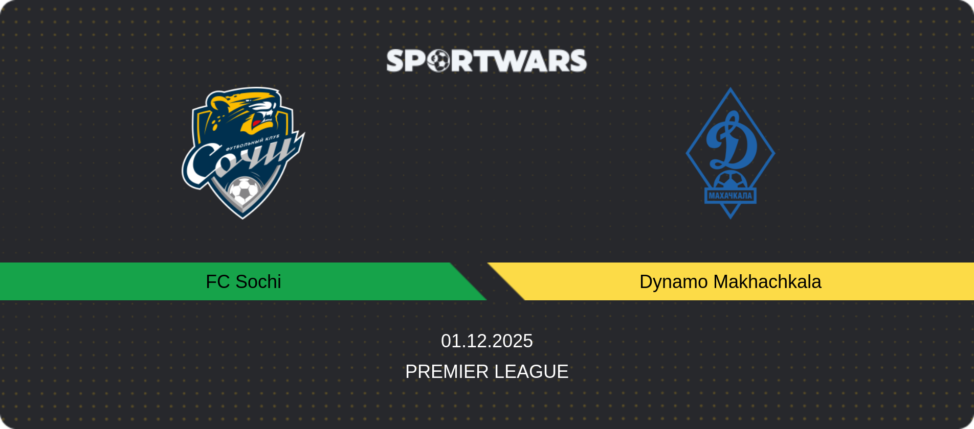 Match prediction FC Sochi — Dynamo Makhachkala, Premier League, 01.12.2025