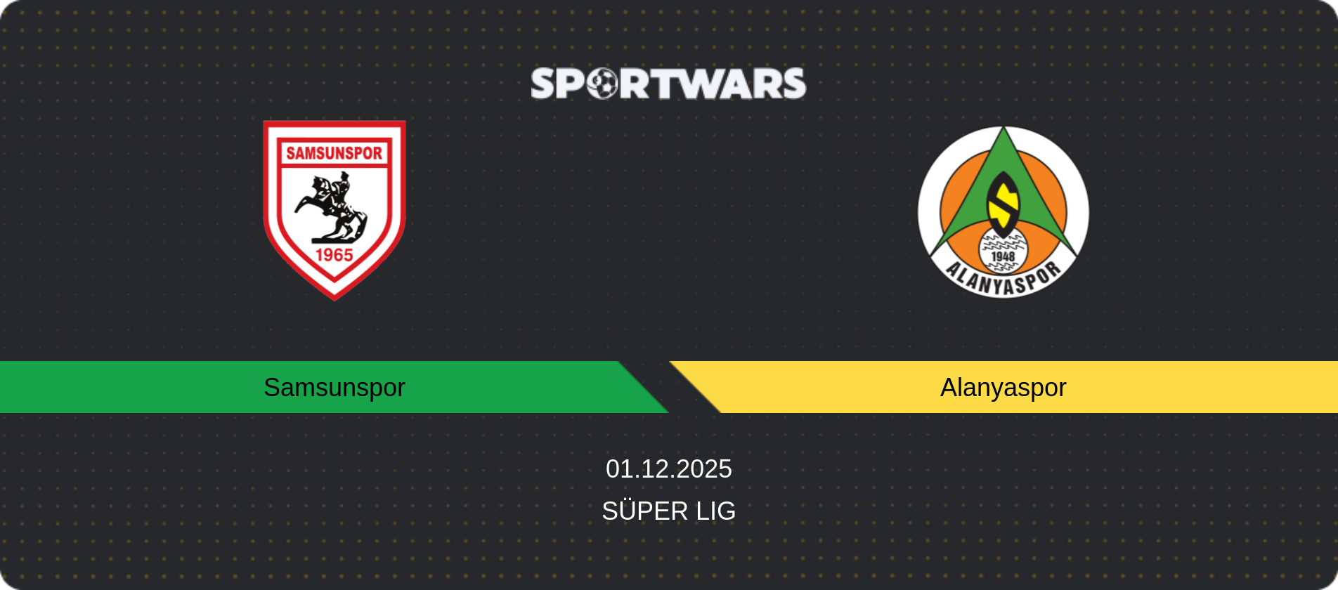 Match prediction Samsunspor — Alanyaspor, Süper Lig, 01.12.2025