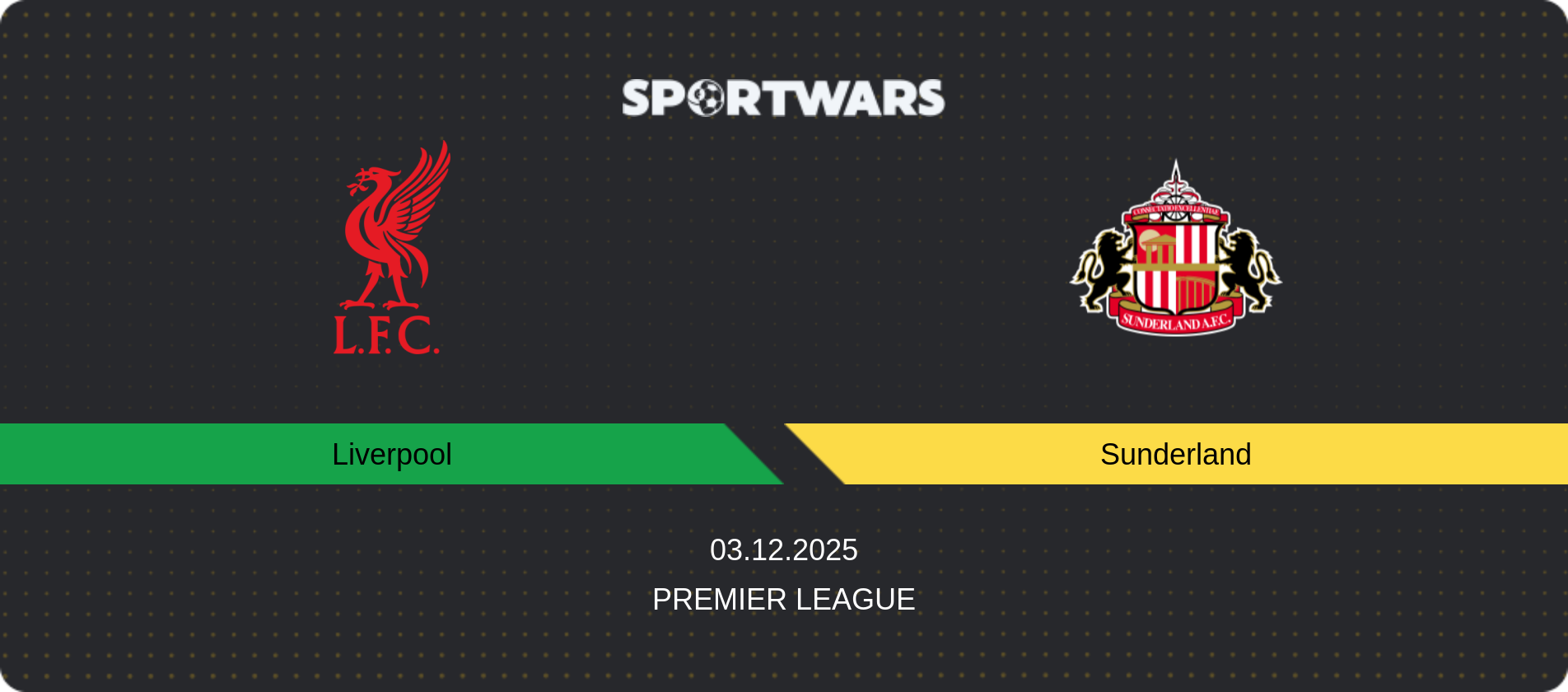 Match prediction Liverpool — Sunderland, Premier League, 03.12.2025
