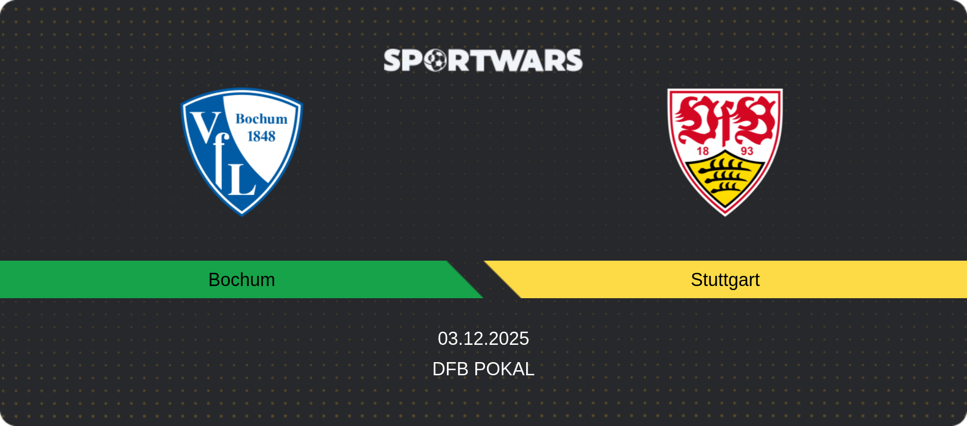 Match prediction Bochum — Stuttgart, DFB Pokal, 03.12.2025