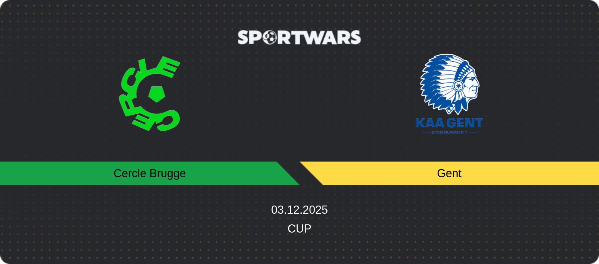 Match prediction Cercle Brugge — Gent, Cup, 03.12.2025
