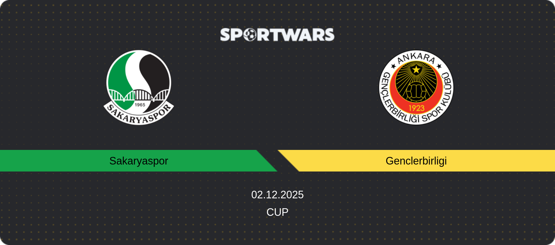 Match prediction Sakaryaspor — Genclerbirligi, Cup, 02.12.2025