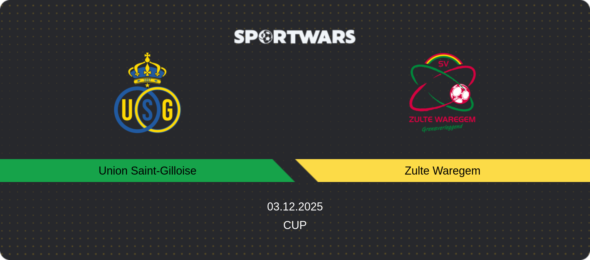 Match prediction Union Saint-Gilloise — Zulte Waregem, Cup, 03.12.2025