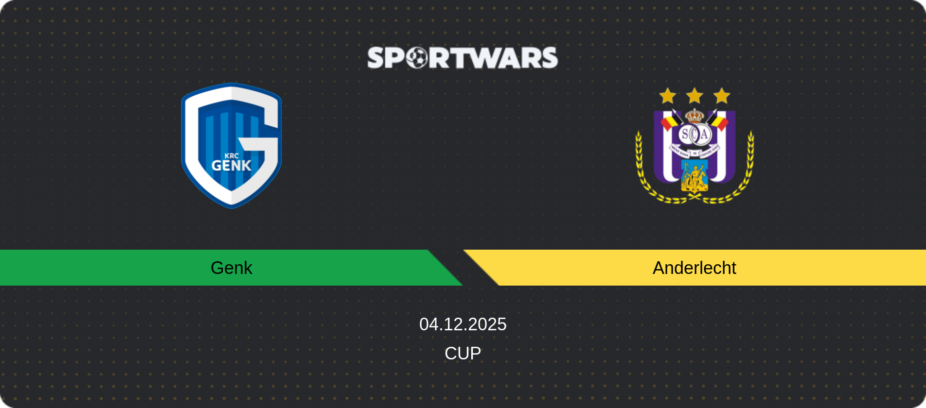 Match prediction Genk — Anderlecht, Cup, 04.12.2025