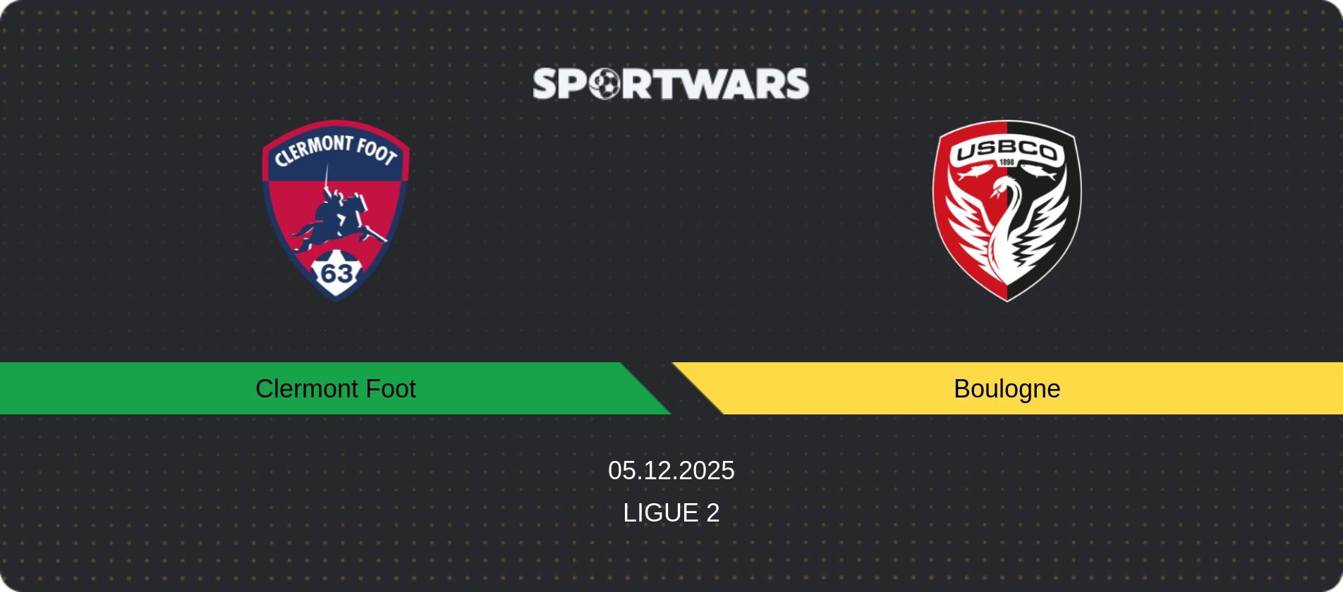 Match prediction Clermont Foot — Boulogne, Ligue 2, 05.12.2025
