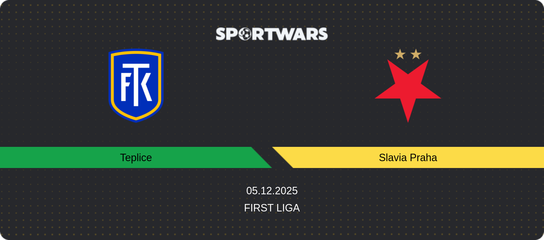 Match prediction Teplice — Slavia Praha, First Liga, 05.12.2025