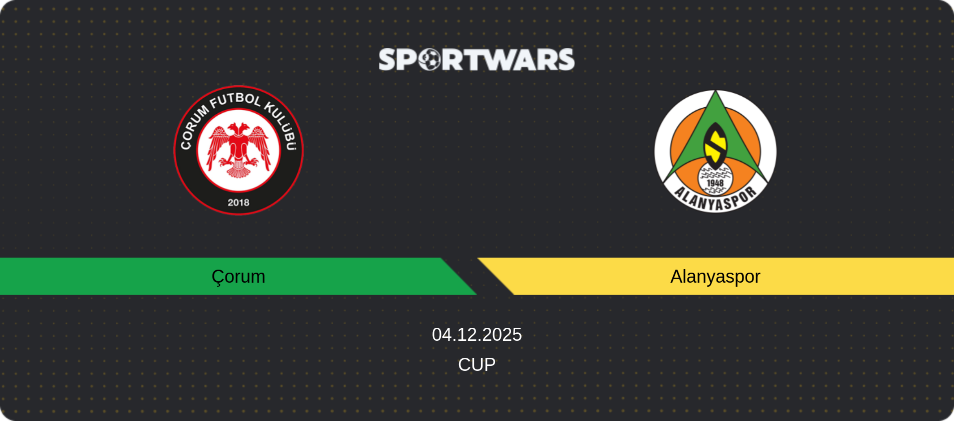 Match prediction Çorum — Alanyaspor, Cup, 04.12.2025