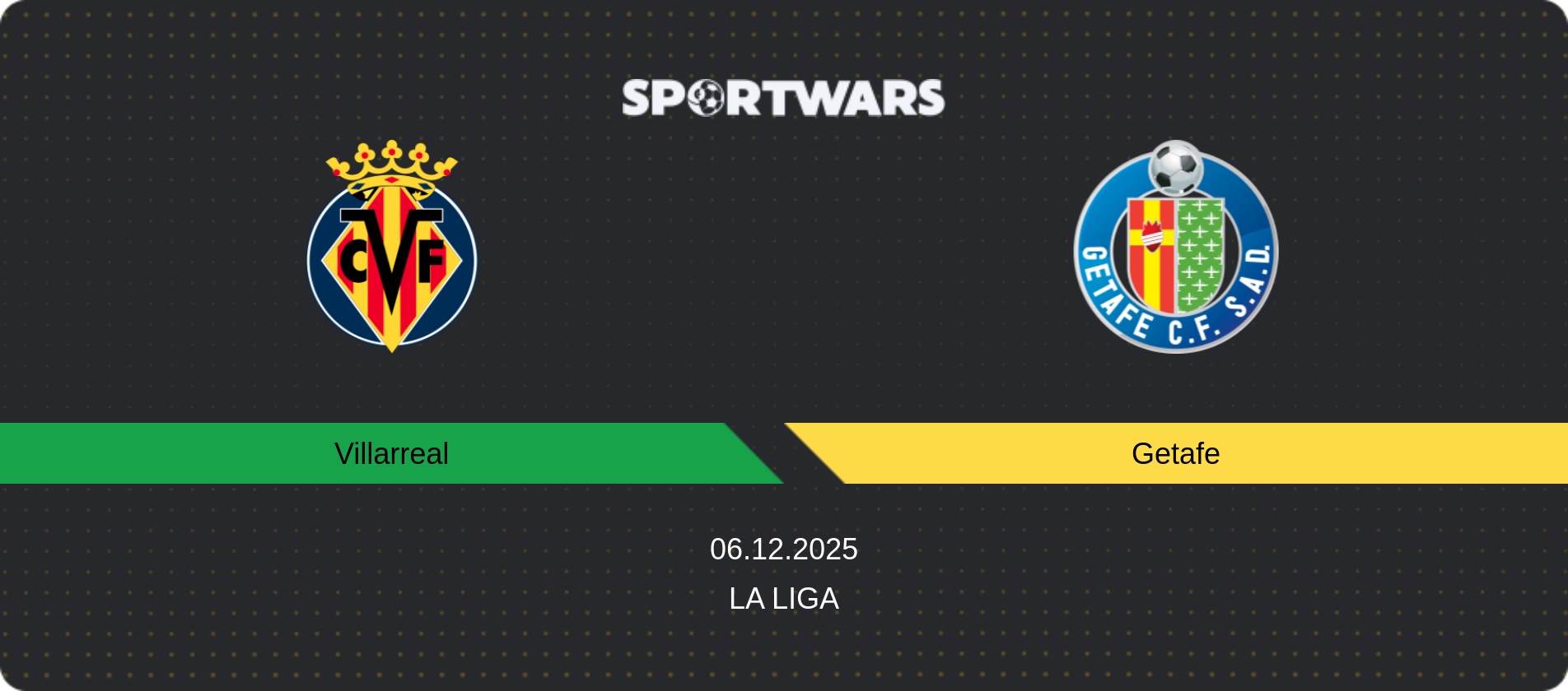 Match prediction Villarreal — Getafe, La Liga, 06.12.2025
