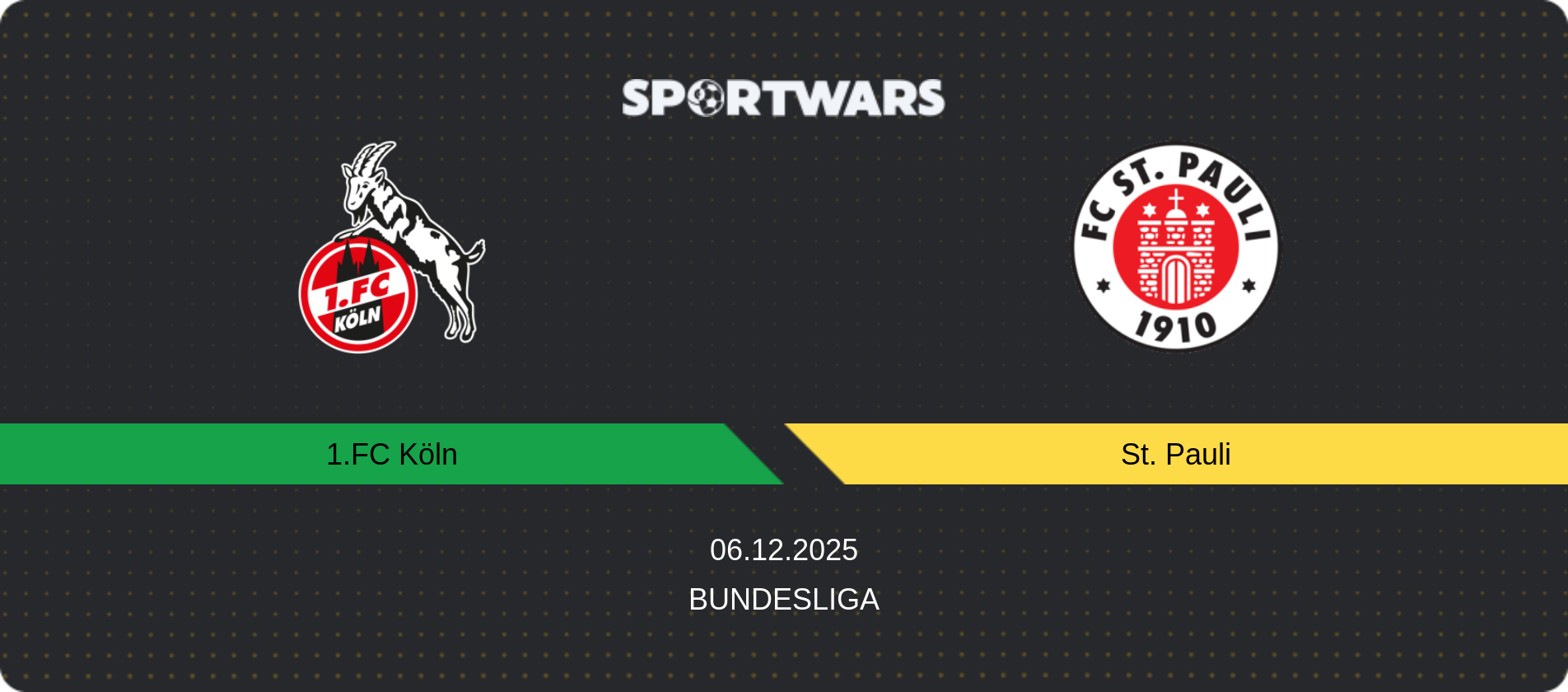 Match prediction 1.FC Köln — St. Pauli, Bundesliga, 06.12.2025