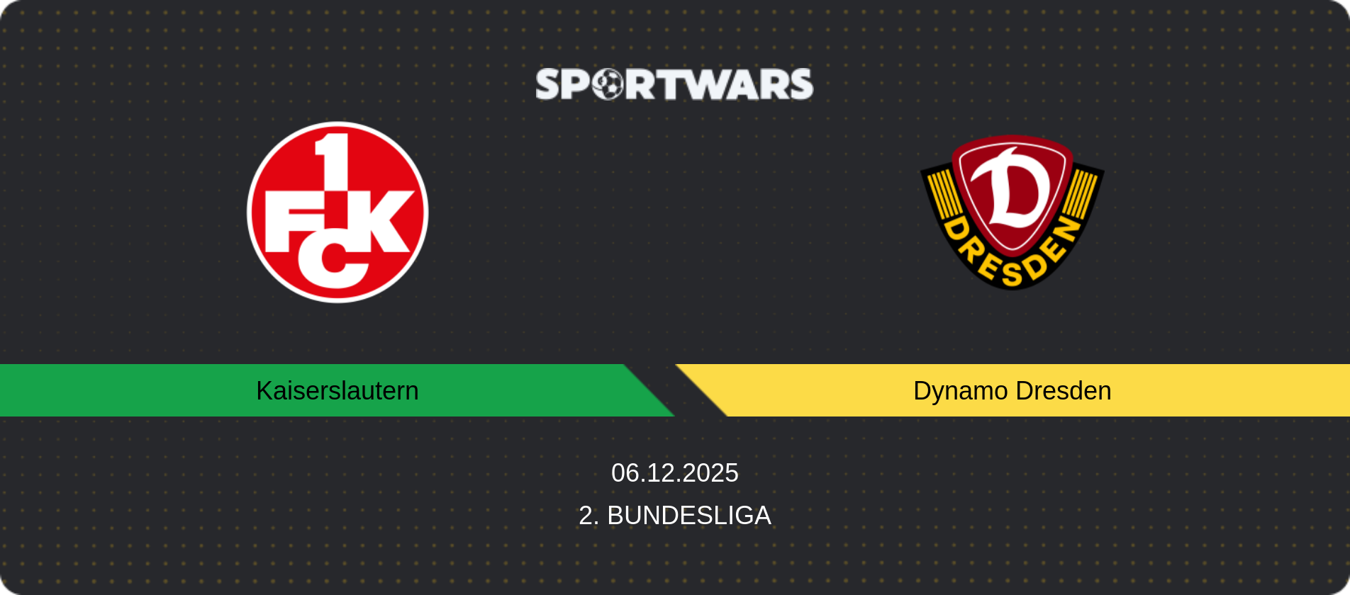 Match prediction Kaiserslautern — Dynamo Dresden, 2. Bundesliga, 06.12.2025