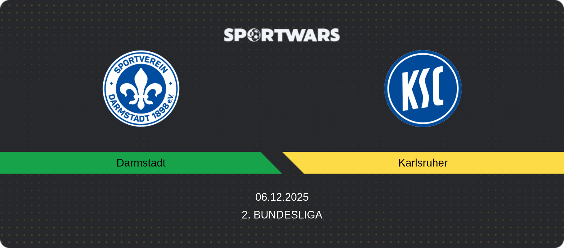 Match prediction Darmstadt — Karlsruher, 2. Bundesliga, 06.12.2025