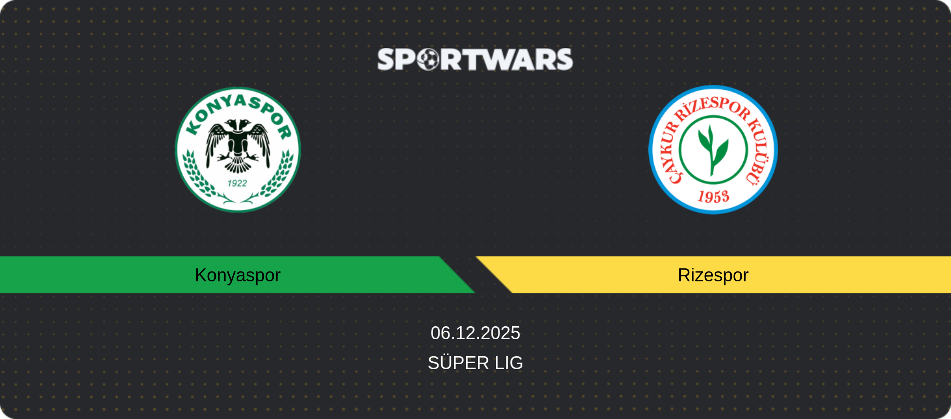 Match prediction Konyaspor — Rizespor, Süper Lig, 06.12.2025