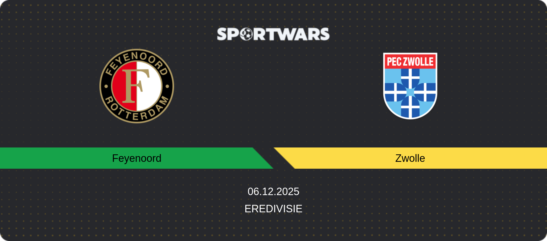 Match prediction Feyenoord — Zwolle, Eredivisie, 06.12.2025