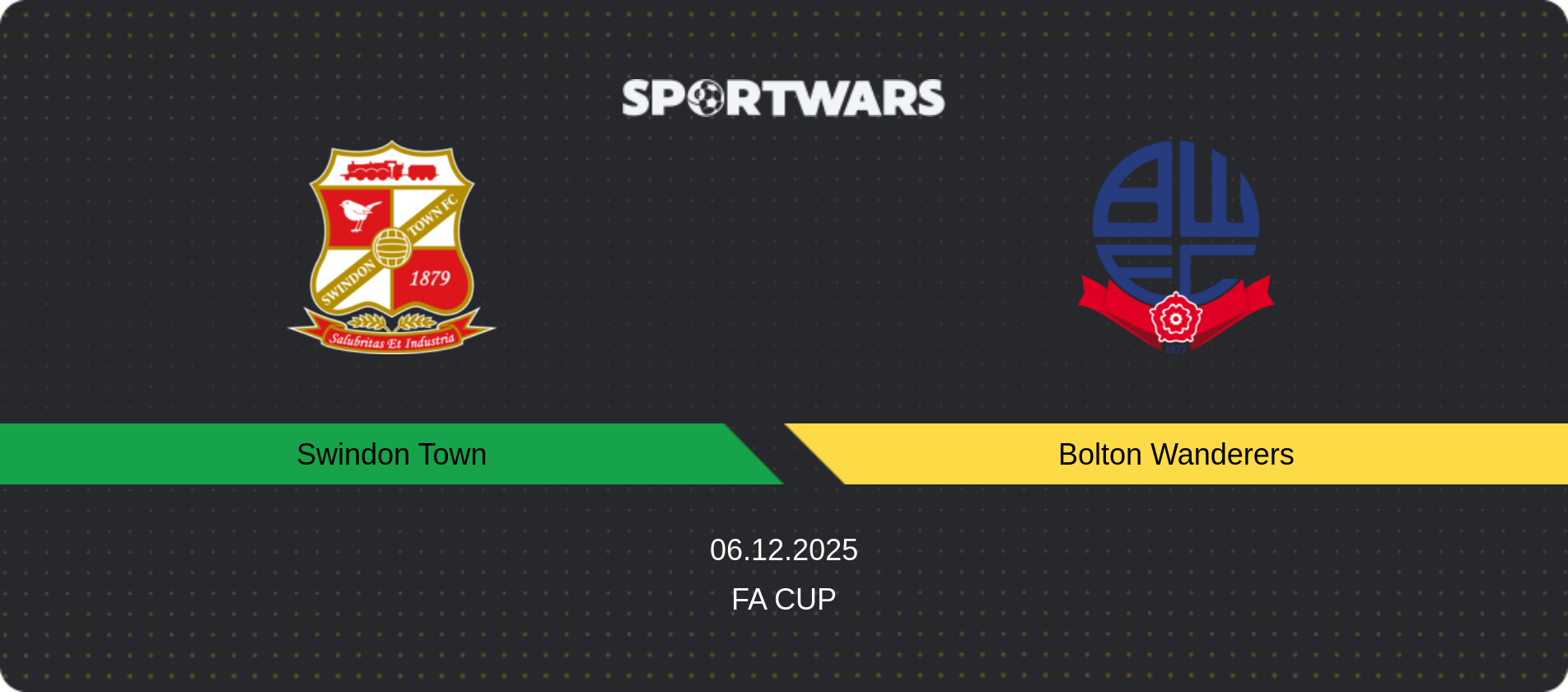 Match prediction Swindon Town — Bolton Wanderers, FA Cup, 06.12.2025