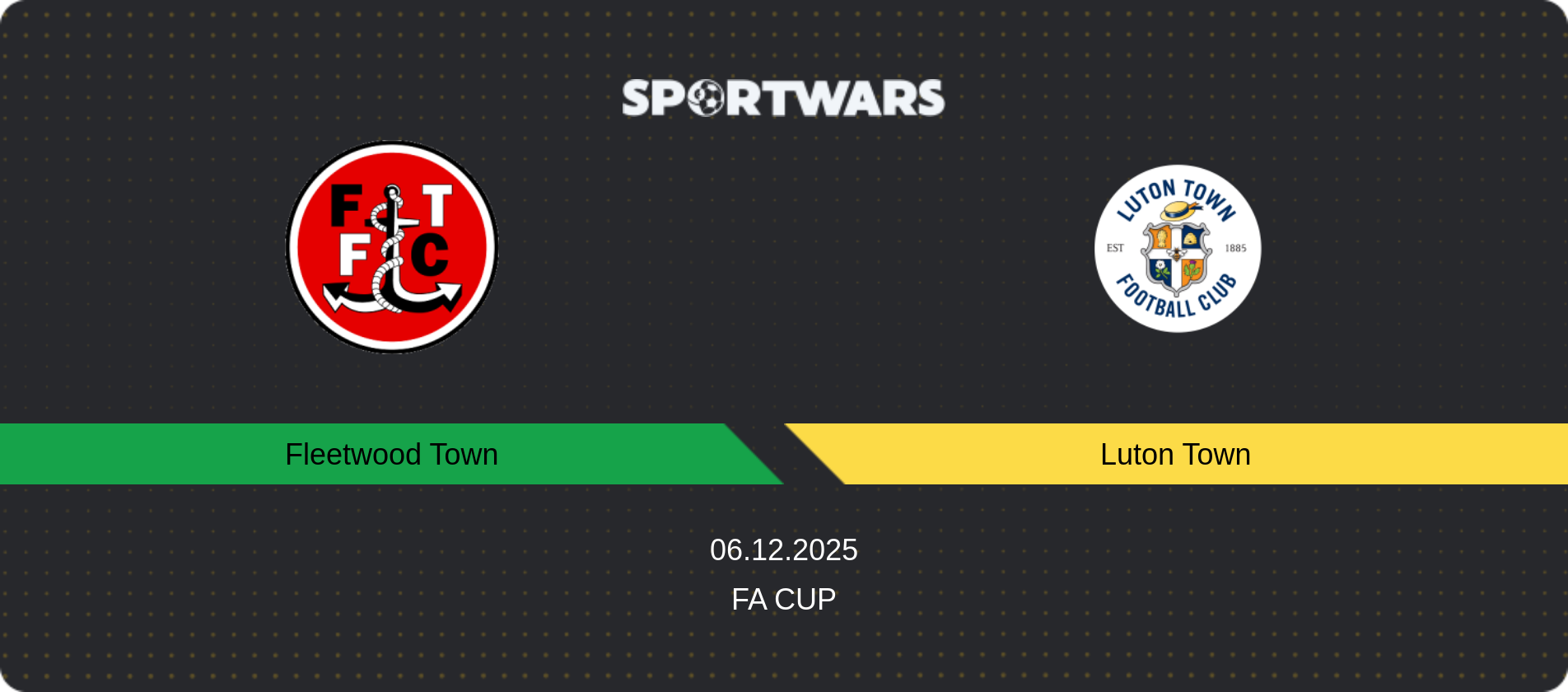 Match prediction Fleetwood Town — Luton Town, FA Cup, 06.12.2025