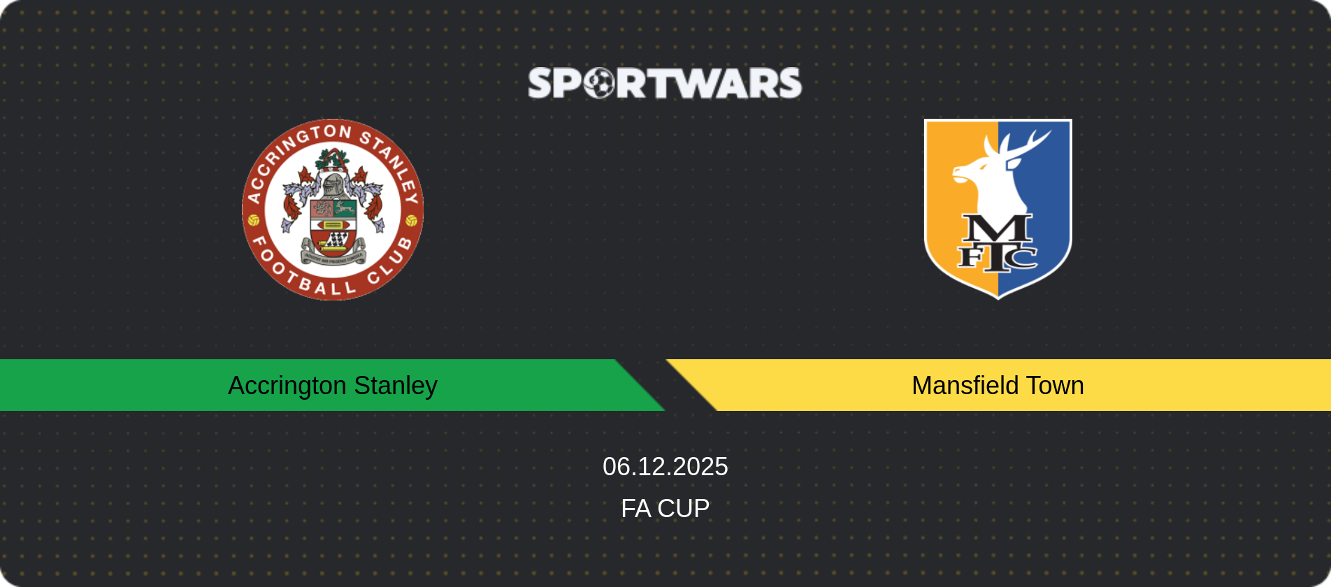 Match prediction Accrington Stanley — Mansfield Town, FA Cup, 06.12.2025