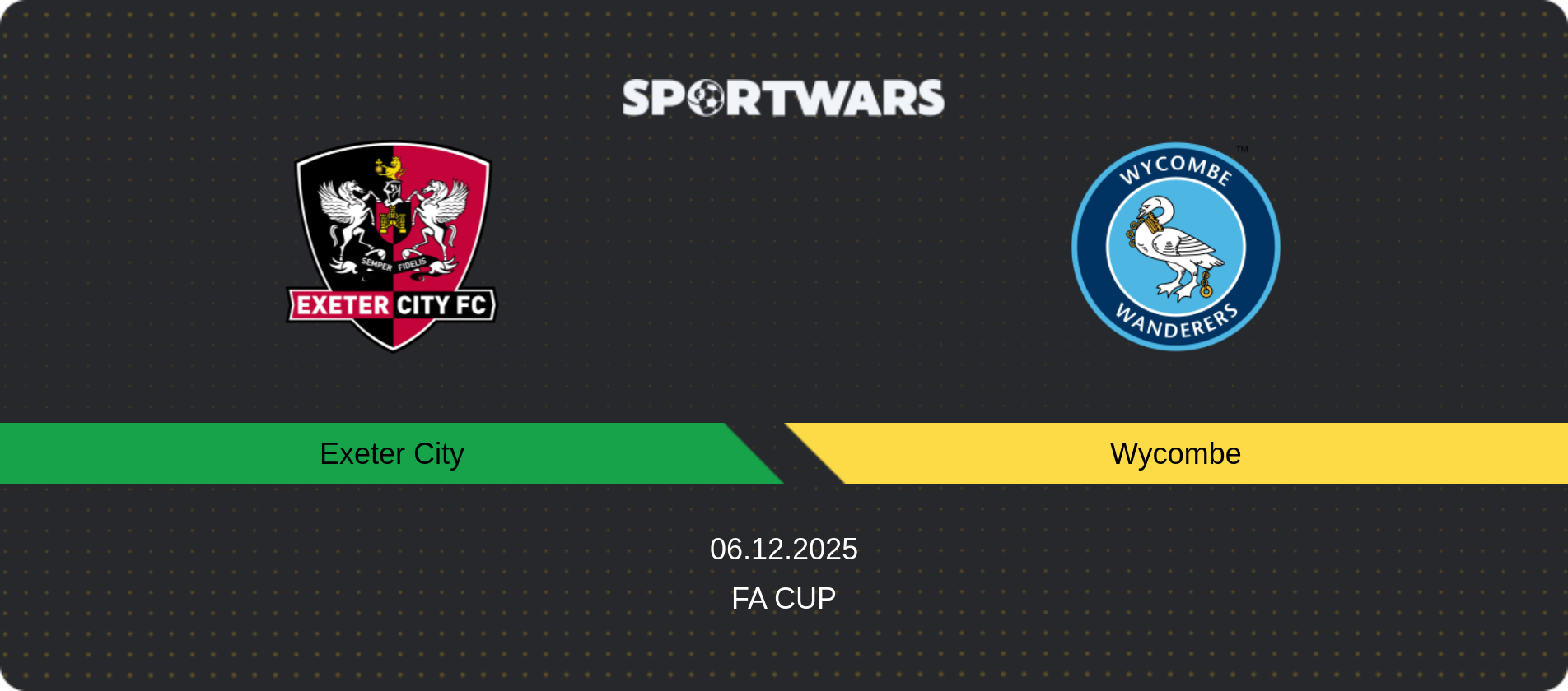 Match prediction Exeter City — Wycombe, FA Cup, 06.12.2025