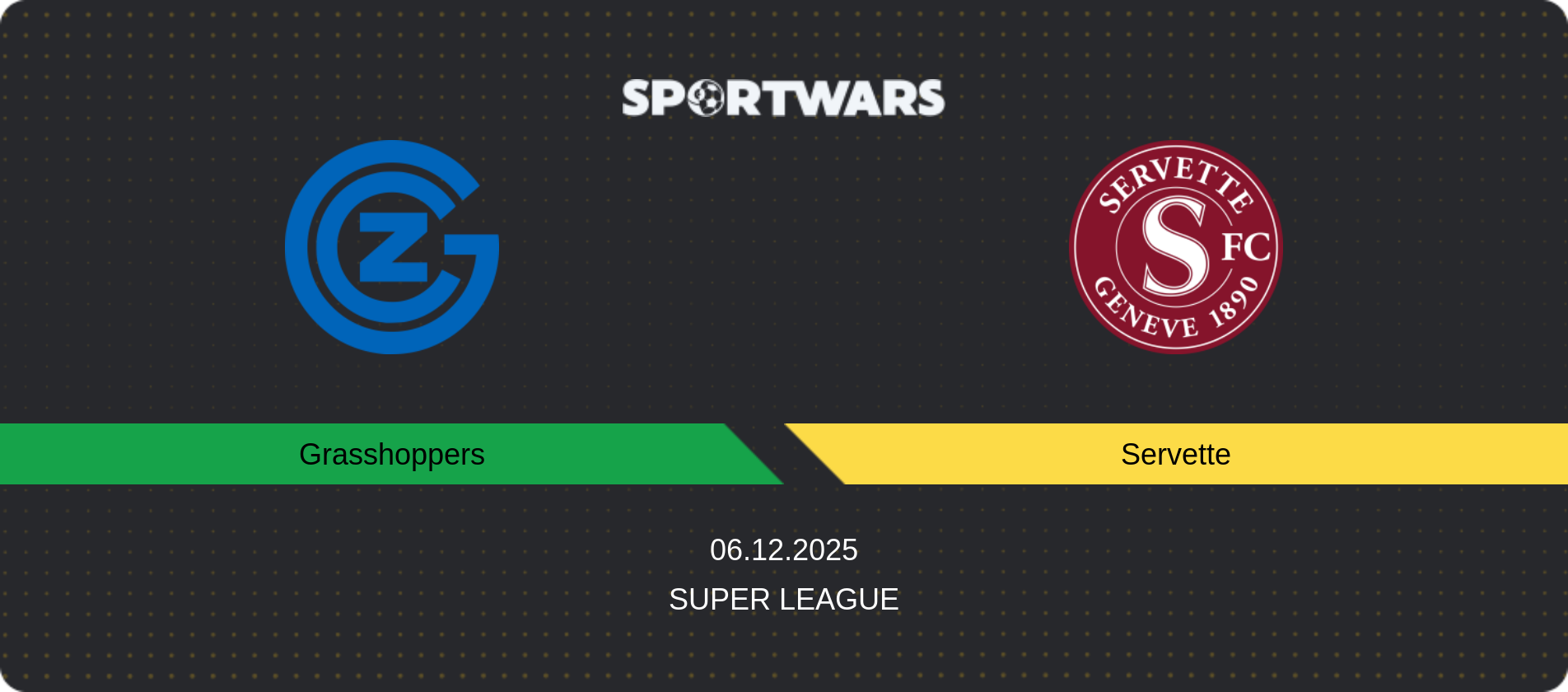 Match prediction Grasshoppers — Servette, Super League, 06.12.2025