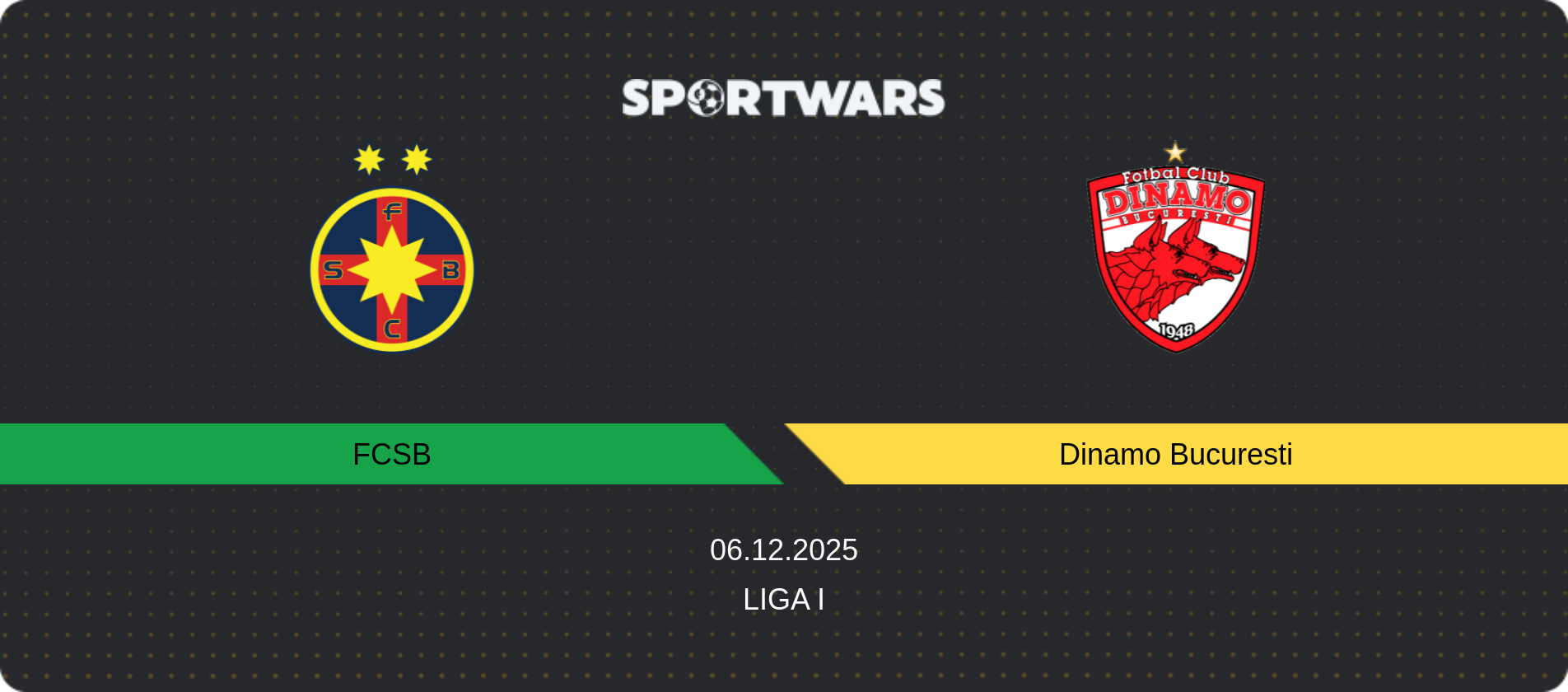 Match prediction FCSB — Dinamo Bucuresti, Liga I, 06.12.2025