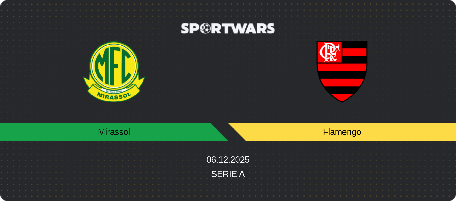 Match prediction Mirassol — Flamengo, Serie A, 06.12.2025