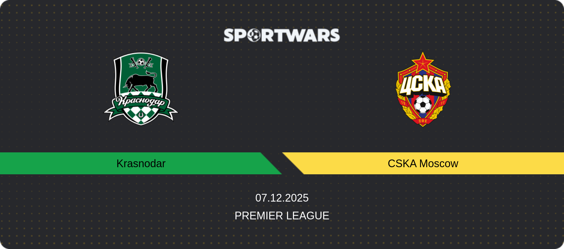 Match prediction Krasnodar — CSKA Moscow, Premier League, 07.12.2025