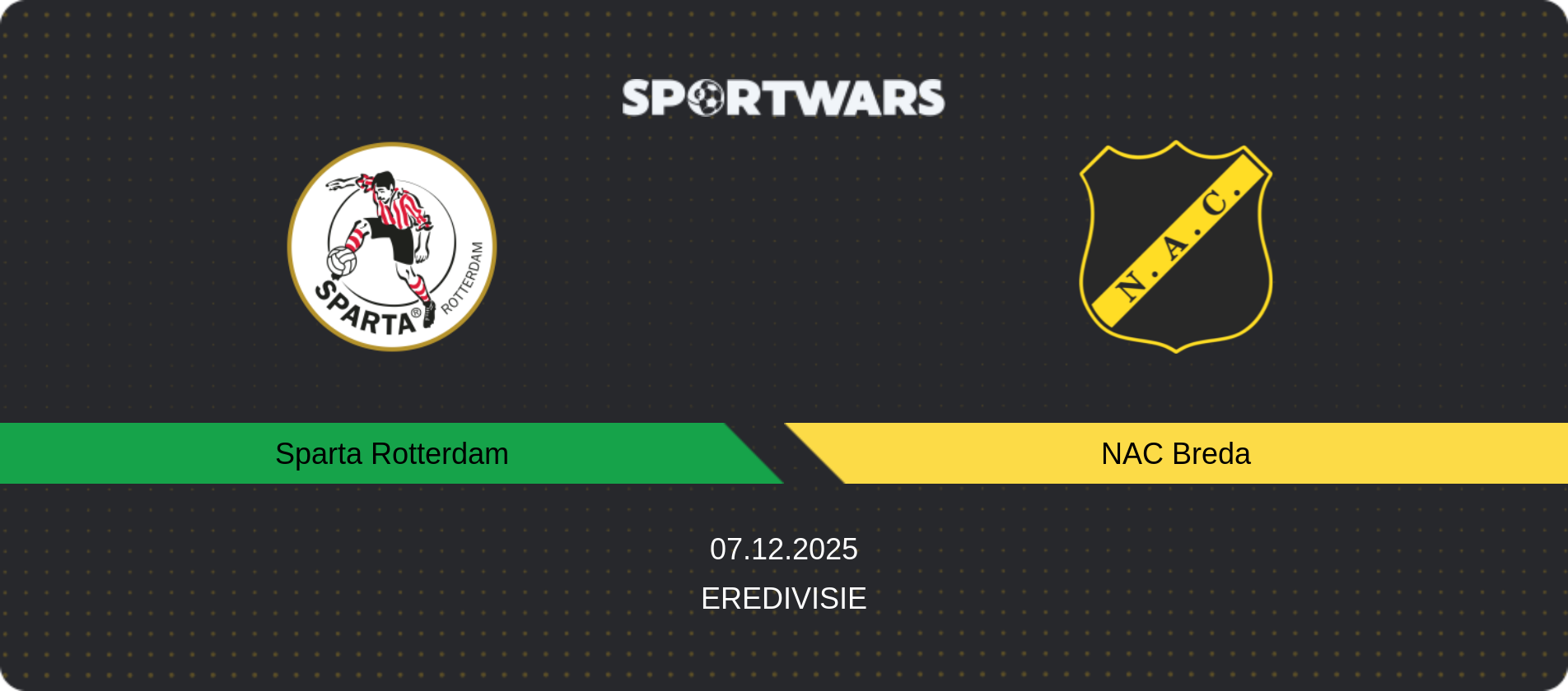 Match prediction Sparta Rotterdam — NAC Breda, Eredivisie, 07.12.2025