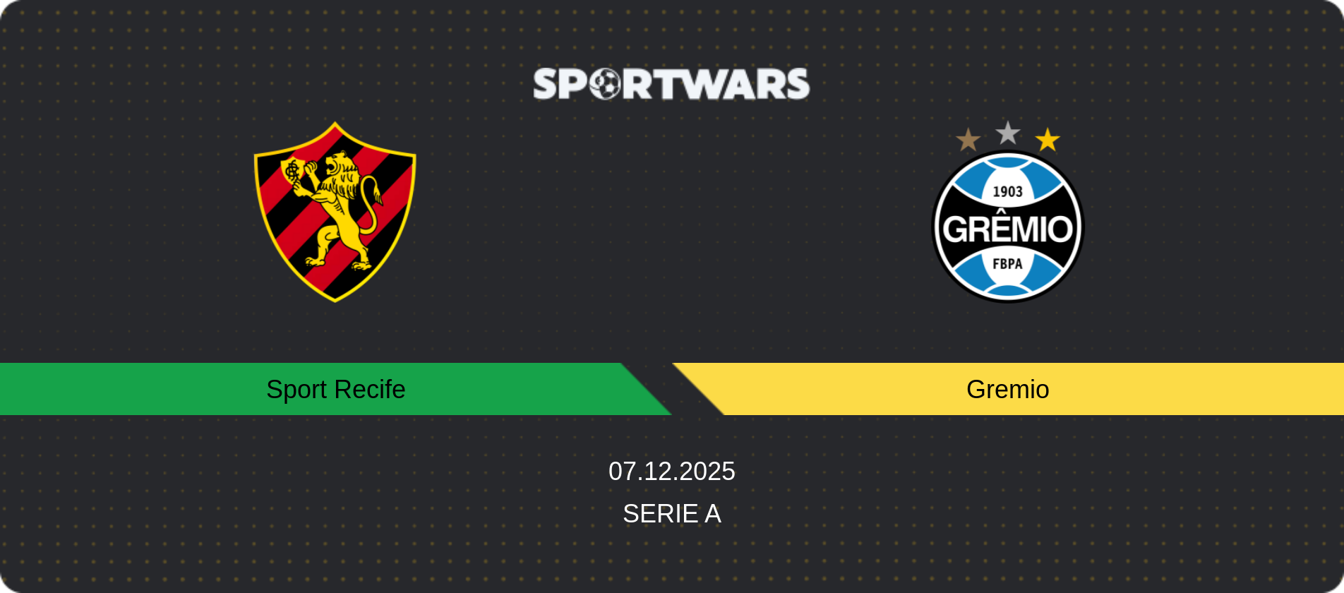 Match prediction Sport Recife — Gremio, Serie A, 07.12.2025