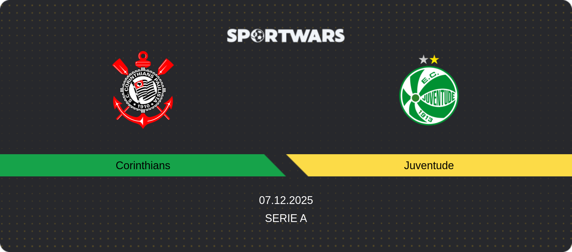 Match prediction Corinthians — Juventude, Serie A, 07.12.2025