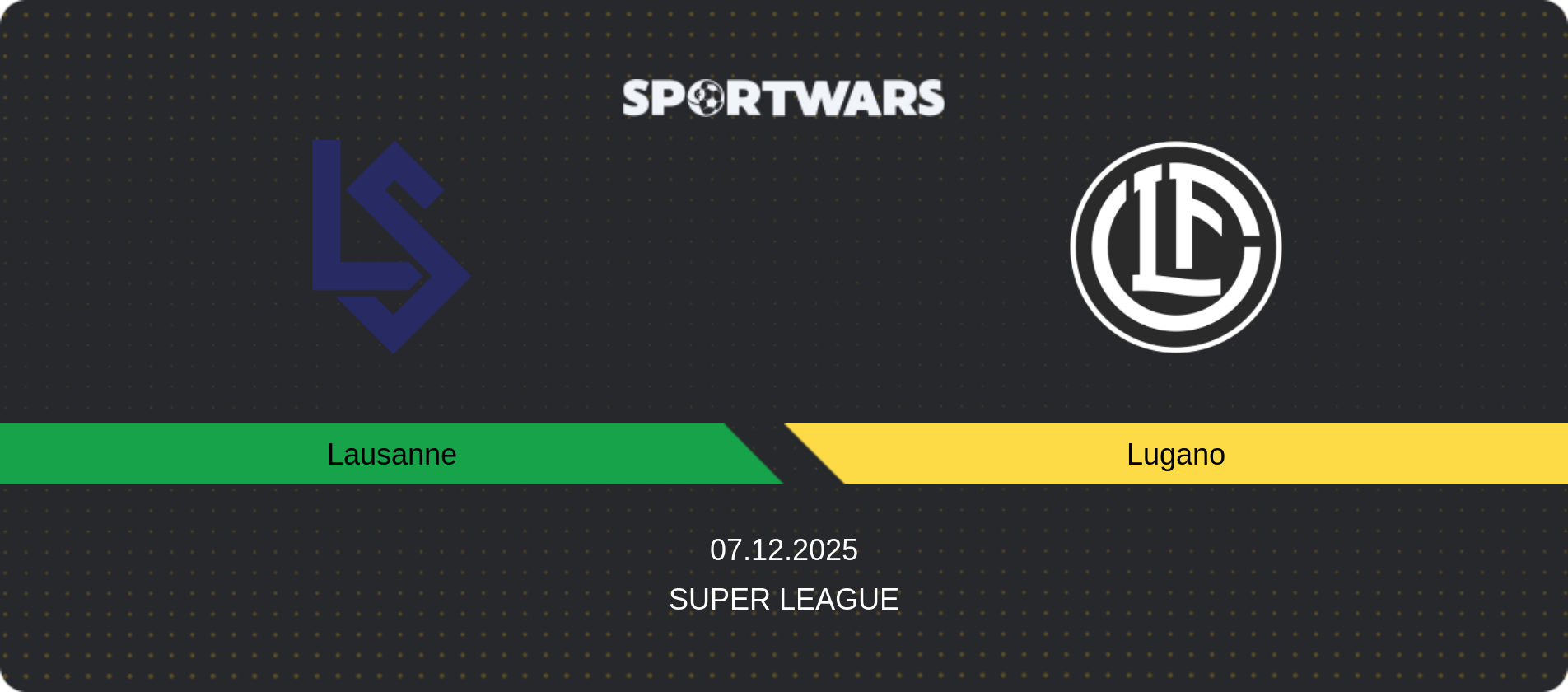 Match prediction Lausanne — Lugano, Super League, 07.12.2025