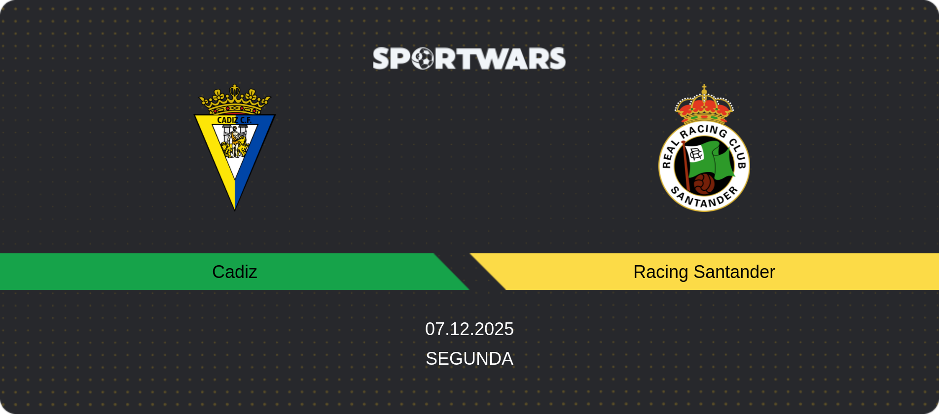 Match prediction Cadiz — Racing Santander, Segunda, 07.12.2025