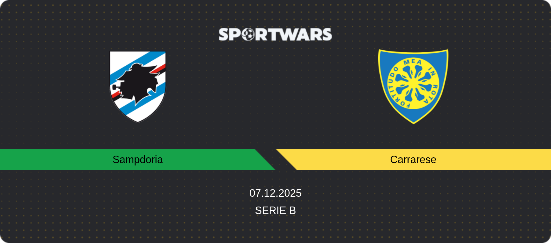 Match prediction Sampdoria — Carrarese, Serie B, 07.12.2025