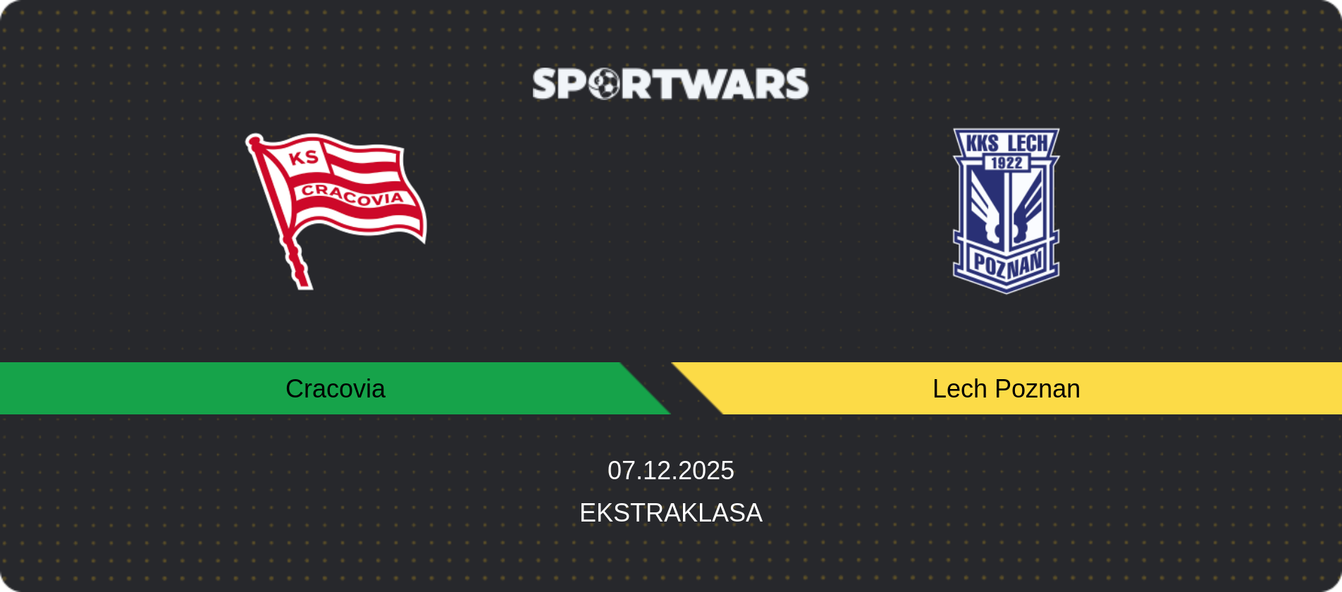 Match prediction Cracovia — Lech Poznan, Ekstraklasa, 07.12.2025