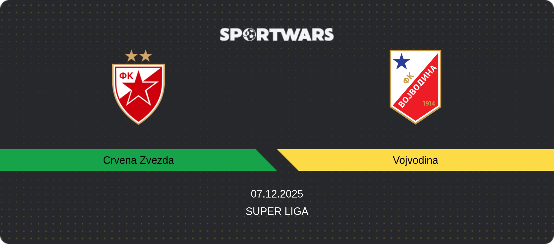 Match prediction Crvena Zvezda — Vojvodina, Super Liga, 07.12.2025