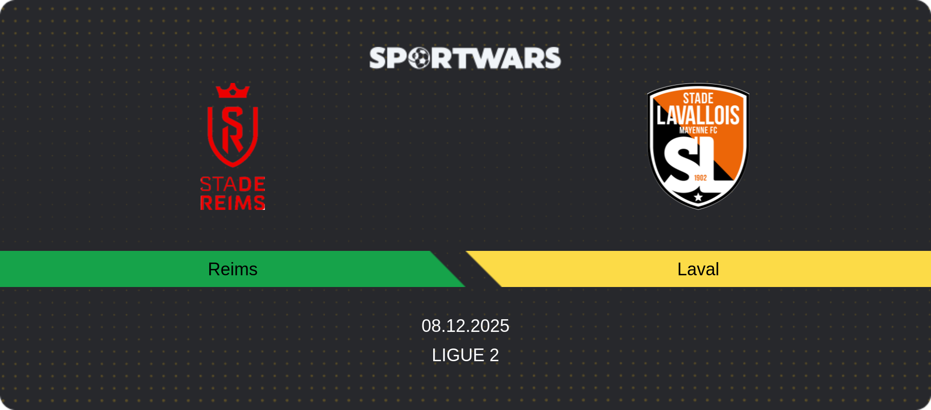 Match prediction Reims — Laval, Ligue 2, 08.12.2025