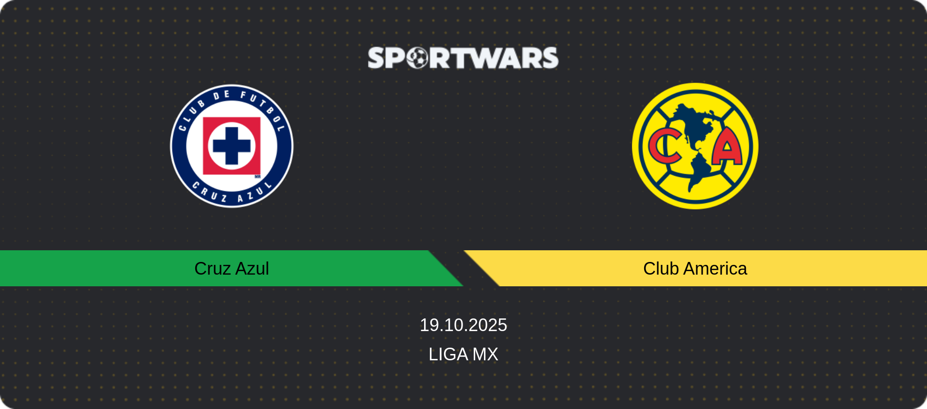 Match prediction Cruz Azul — Club America, Liga MX, 19.10.2025