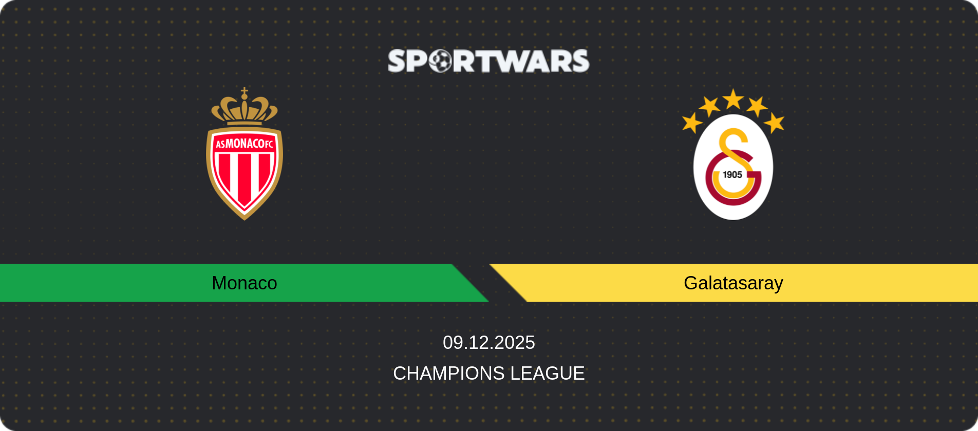 Match prediction Monaco — Galatasaray, Champions League, 09.12.2025