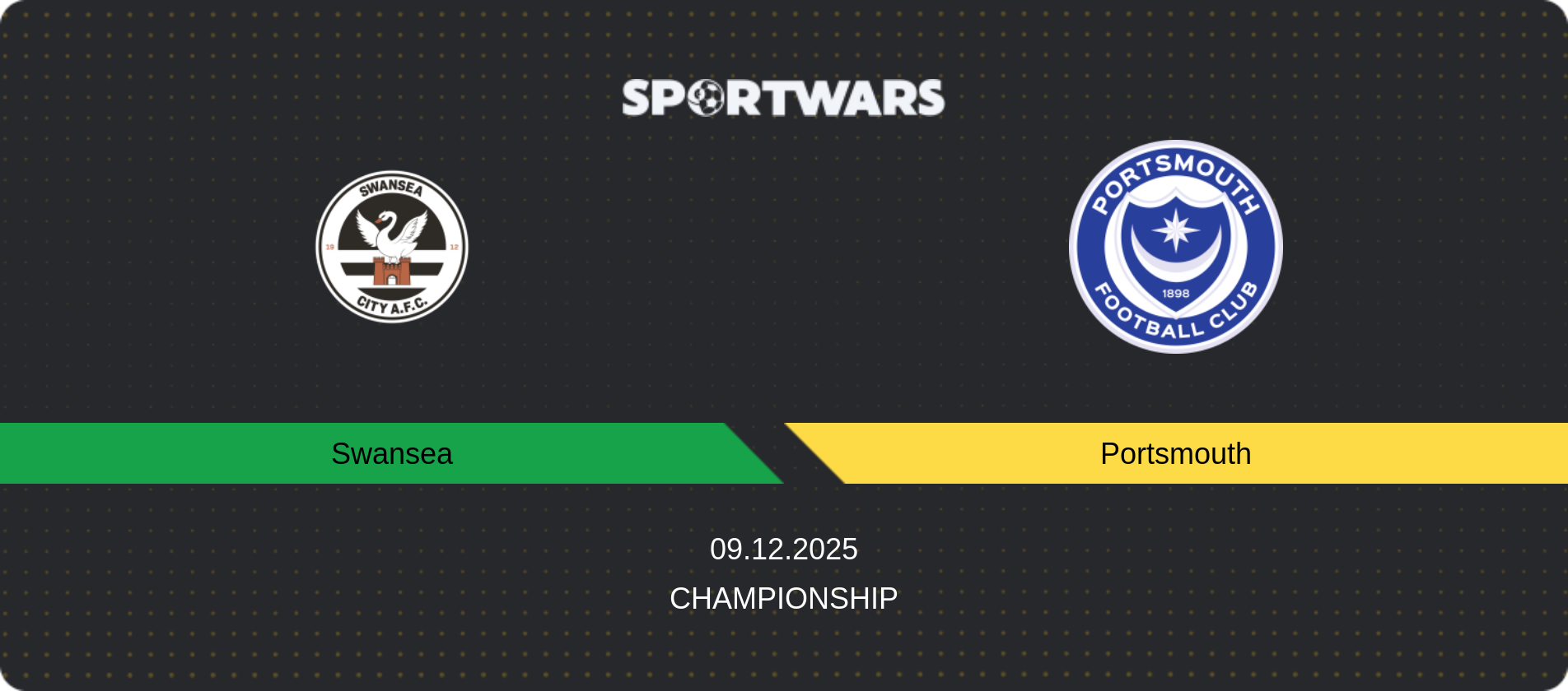 Match prediction Swansea — Portsmouth, Championship, 09.12.2025