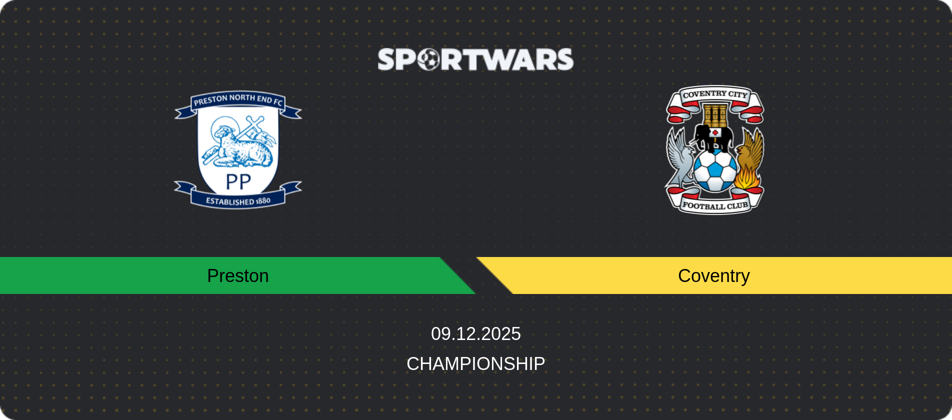 Match prediction Preston — Coventry, Championship, 09.12.2025