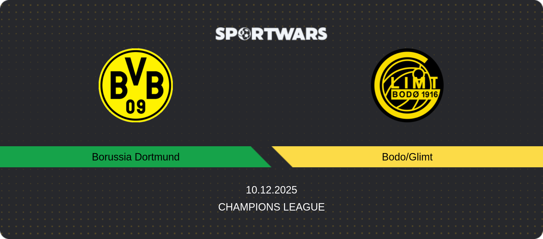 Match prediction Borussia Dortmund — Bodo/Glimt, Champions League, 10.12.2025