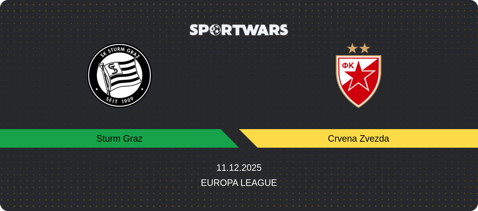 Match prediction Sturm Graz — Crvena Zvezda, Europa League, 11.12.2025