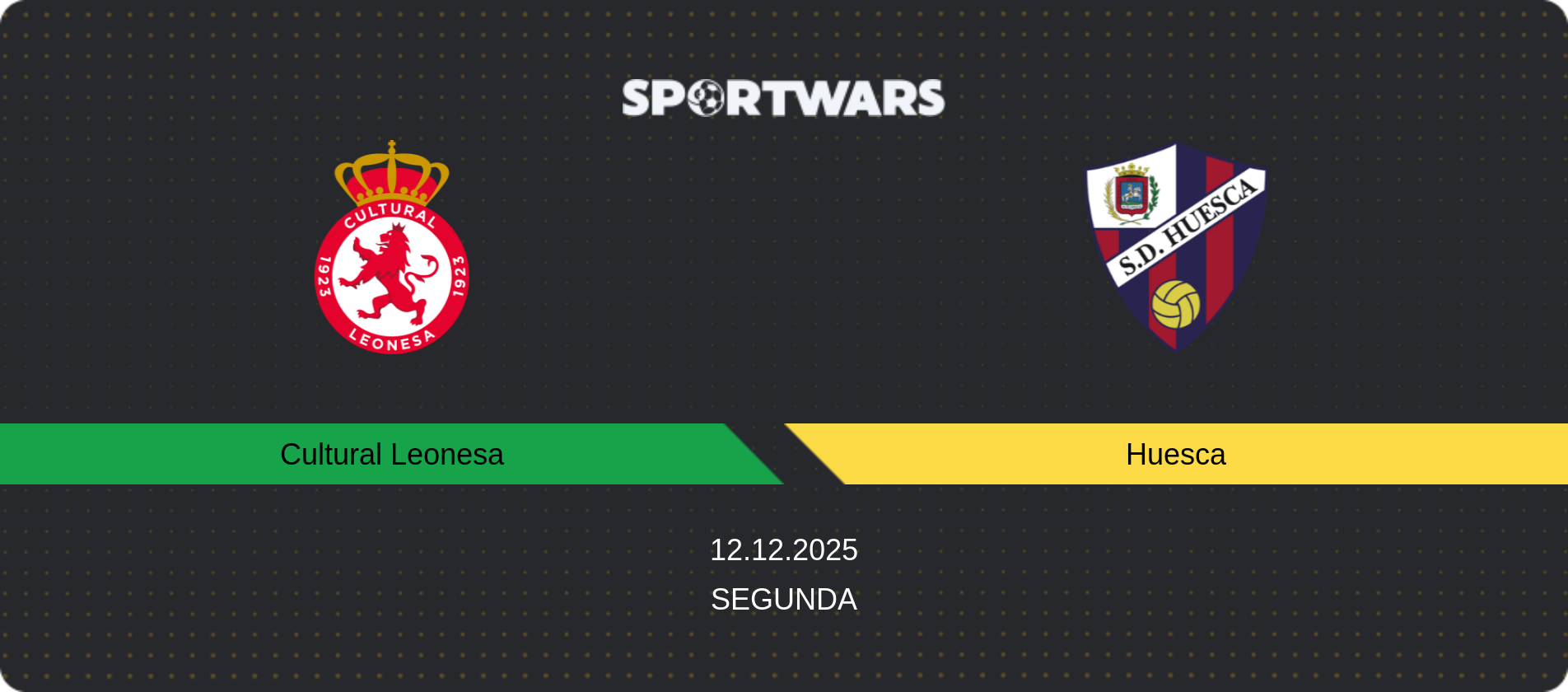 Match prediction Cultural Leonesa — Huesca, Segunda, 12.12.2025